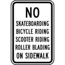 No Skateboarding Bicycle Riding Scooter Riding Roller Blading On Sidewalk