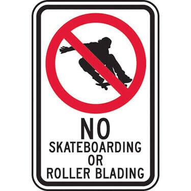No Skateboarding Or Roller Blading