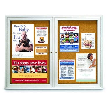 Outdoor Double Door Cork Boards