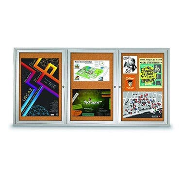 Outdoor Triple Door Cork Boards
