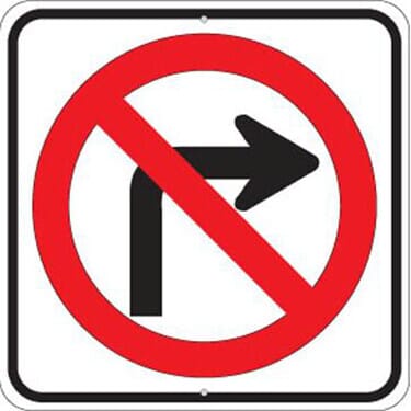 No Right Turn Symbol Sign