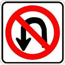 No U-Turn Symbol Sign