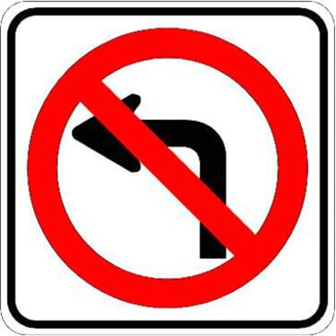 No Left Turn Symbol Sign