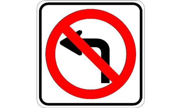 No Left Turn Symbol Sign S99 - - Barco Products