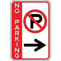 No Parking with Symbol & Right Arrow - Side Bar Sign