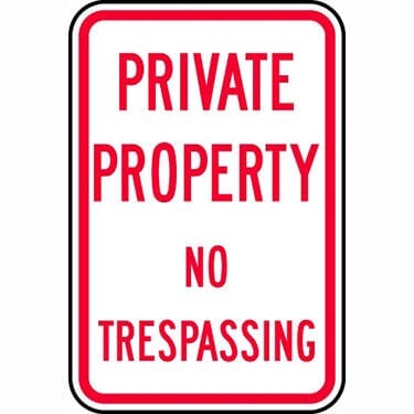 Private Property No Trespassing Sign
