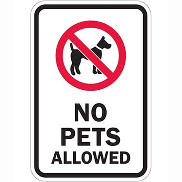 No Pets Allowed Sign