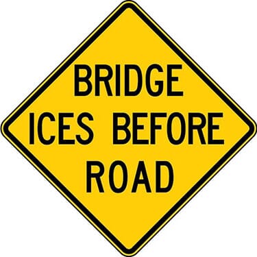 Bridge Ices Before Road Warning Sign