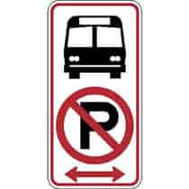 Bus Stop with No Parking Symbol, Double Arrow Sign