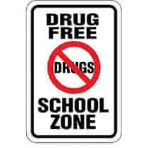 Drug Free School Zone w/Symbol Sign