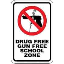 Drug Free Gun Free School Zone w/Symbol Sign