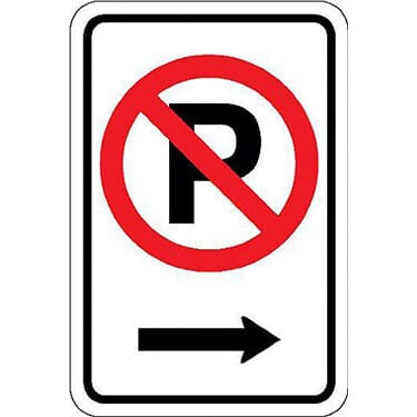 No Parking Symbol w/ Right Arrow Sign