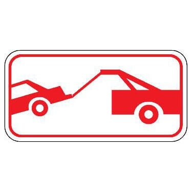 Car Being Towed Symbol Sign/ 12" x 6" Reflective Aluminum/