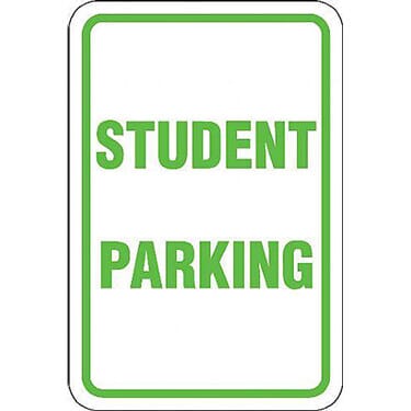 Student Parking Sign