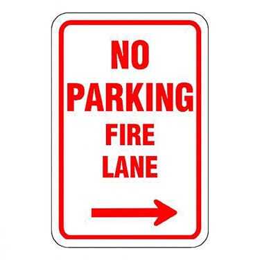No Parking Fire Lane w/ Right Arrow Sign