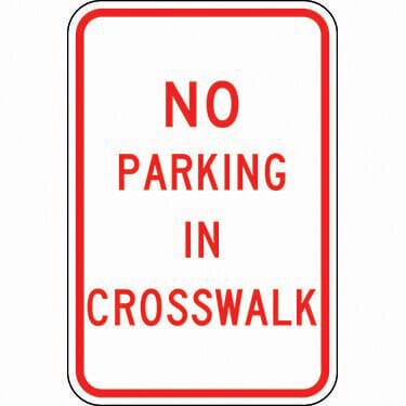 No Parking in Crosswalk Sign