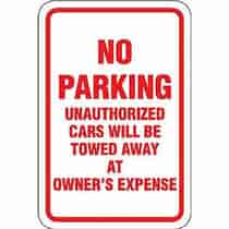No Parking Unauthorized Cars Will Be Towed Away at Owner