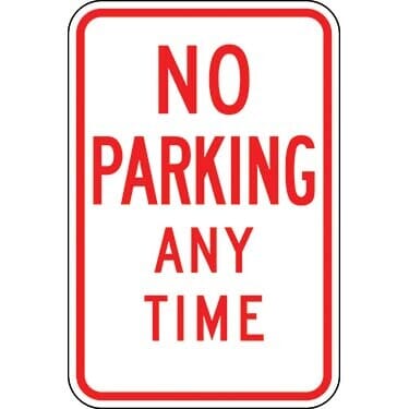 No Parking Any Time Sign