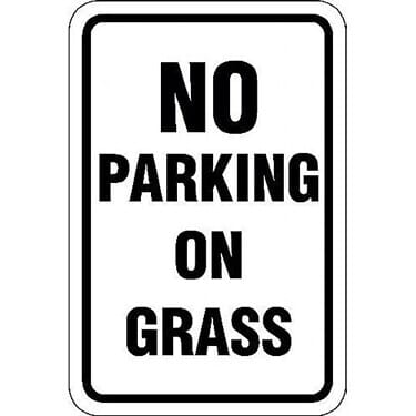 No Parking on Grass Sign