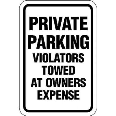 Private Parking Violators Towed at Owner's Expense Sign
