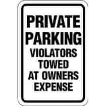 Private Parking Violators Towed at Owner's Expense Sign