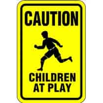 Caution Children Play w/ Symbol Sign