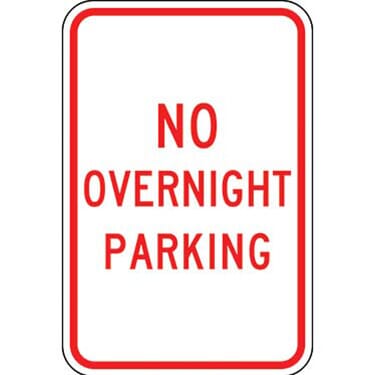 No Overnight Parking Sign