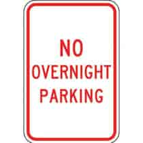 No Overnight Parking Sign