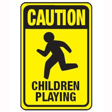 Caution Children at Play w/ Kid Symbol Sign