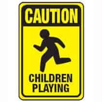 Caution Children at Play w/ Kid Symbol Sign