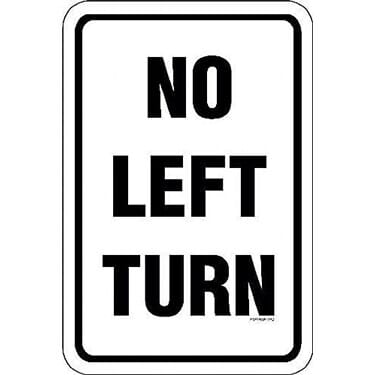 No Left Turn Sign