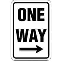 One Way w/ Right Arrow Sign