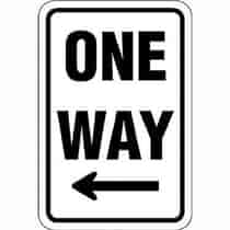 One Way w/ Left Arrow Sign