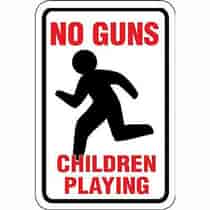 No Guns Children Playing w/ Kid Symbol Sign