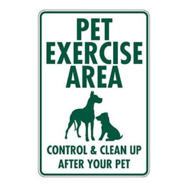 Pet Exercise Area Sign