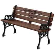 Classic Memorial Bench with Color Inlay - Premium Wood Grain