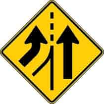 Added Lane, Two Arrow Left Symbol Sign