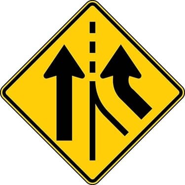 Added Lane, Two Arrow Right Symbol Sign