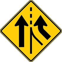 Added Lane, Two Arrow Right Symbol Sign