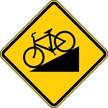 Hill with Bicycle Symbol Sign