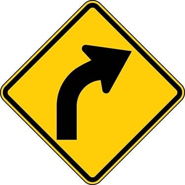 Right Curve Arrow, Diamond Sign