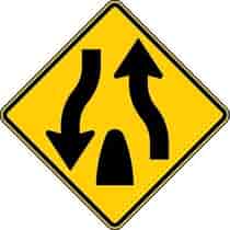 Divided Highway Ends Directional Sign