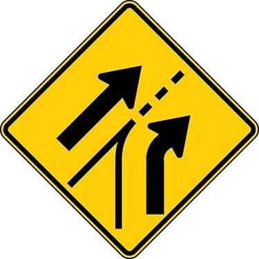 Entering Roadway Added with Left and Right Arrow Sign