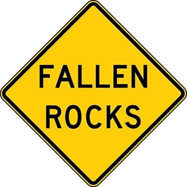 Fallen Rocks Warning Sign