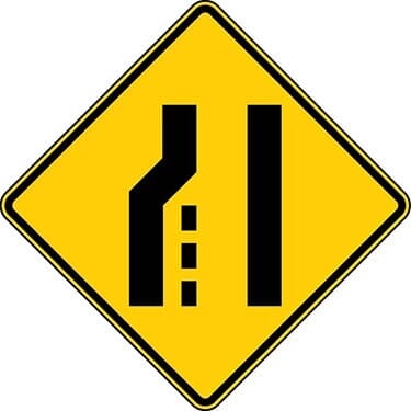 Left Lane Ends Sign