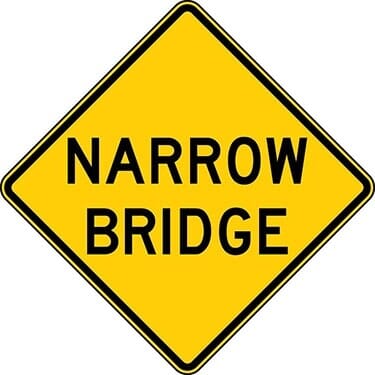 Narrow Bridge Warning Sign