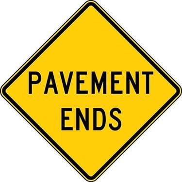 Pavement Ends Warning Sign