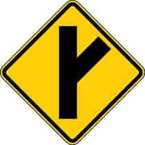 Side Road Intersection Warning with Oblique Symbol Sign