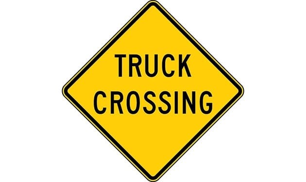 Truck Crossing Warning Sign