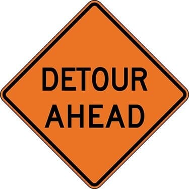 Detour Ahead Construction Sign